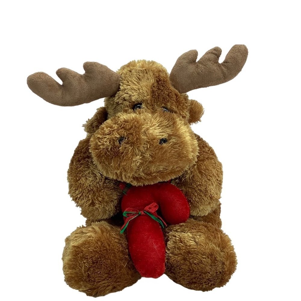Vtg 2003 Wishpets DAVE Moose Reindeer Plush Stuffed Animal 11" Christmas Cane